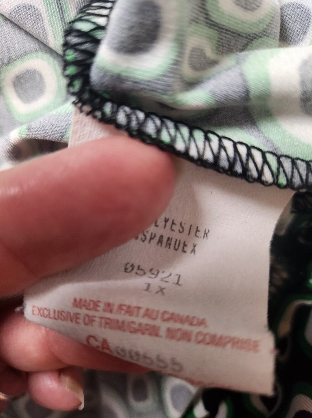 Addition Elle 1X Green Geometric Fit Flare Dress Made In Canada - Picture 6 of 9